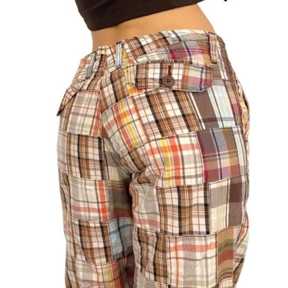 CHOR Patchwork Madras Plaid Pant Fall Funky VTG Tag 17x32 ~Size 12-16 likely